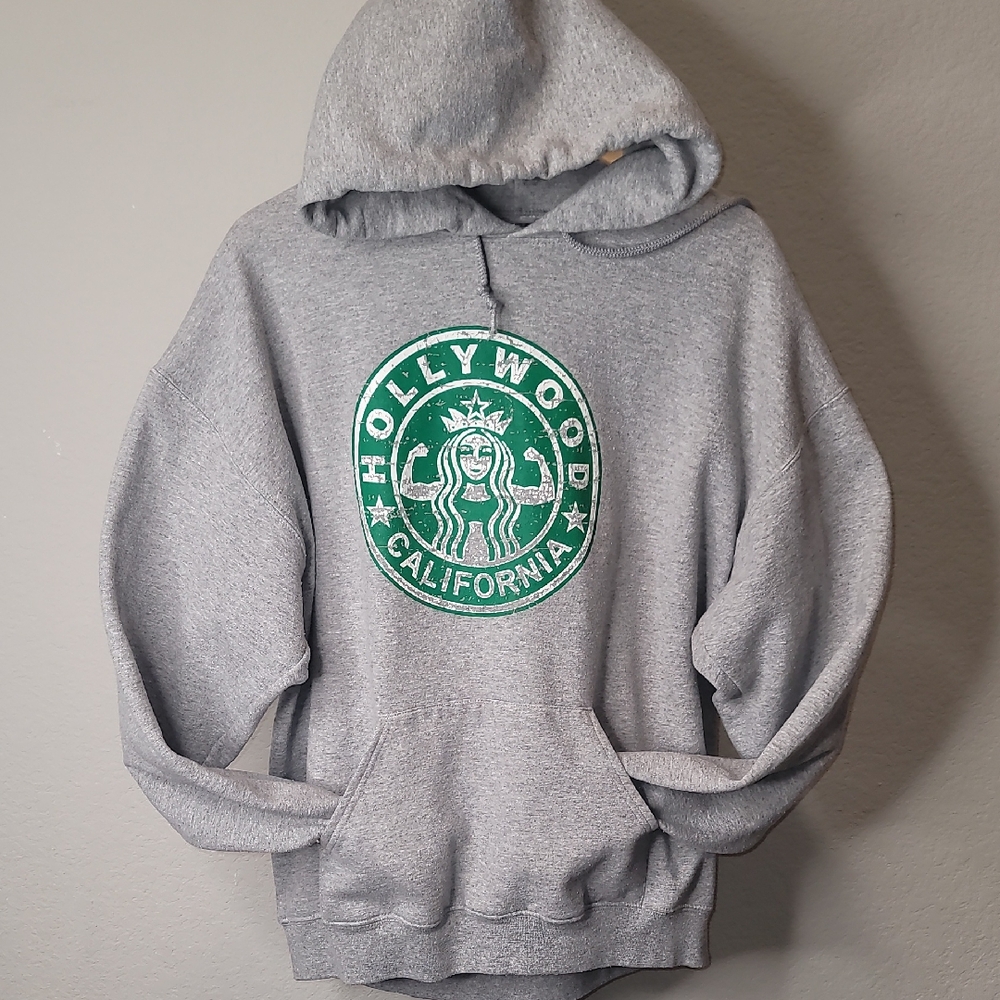 Jerzees Gray and Green Hollywood California Sweater